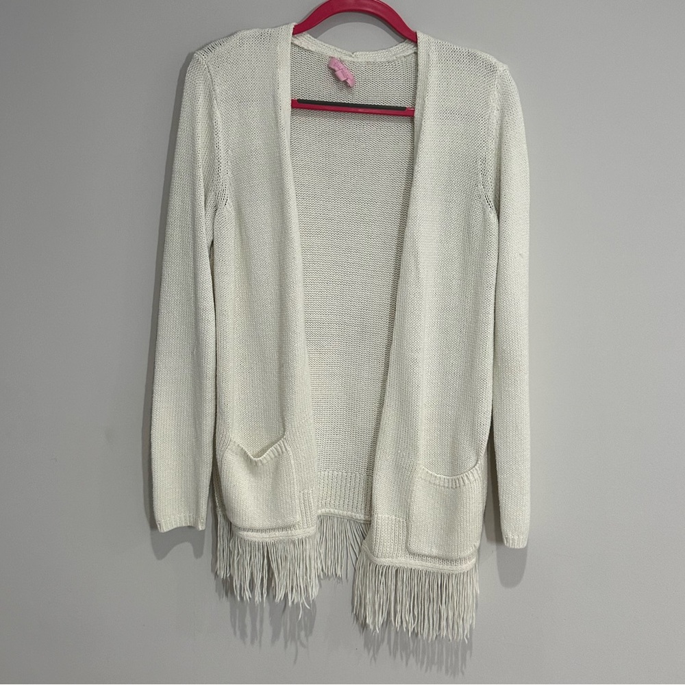 Lilly Pulitzer long fringe cardigan. Size Medium